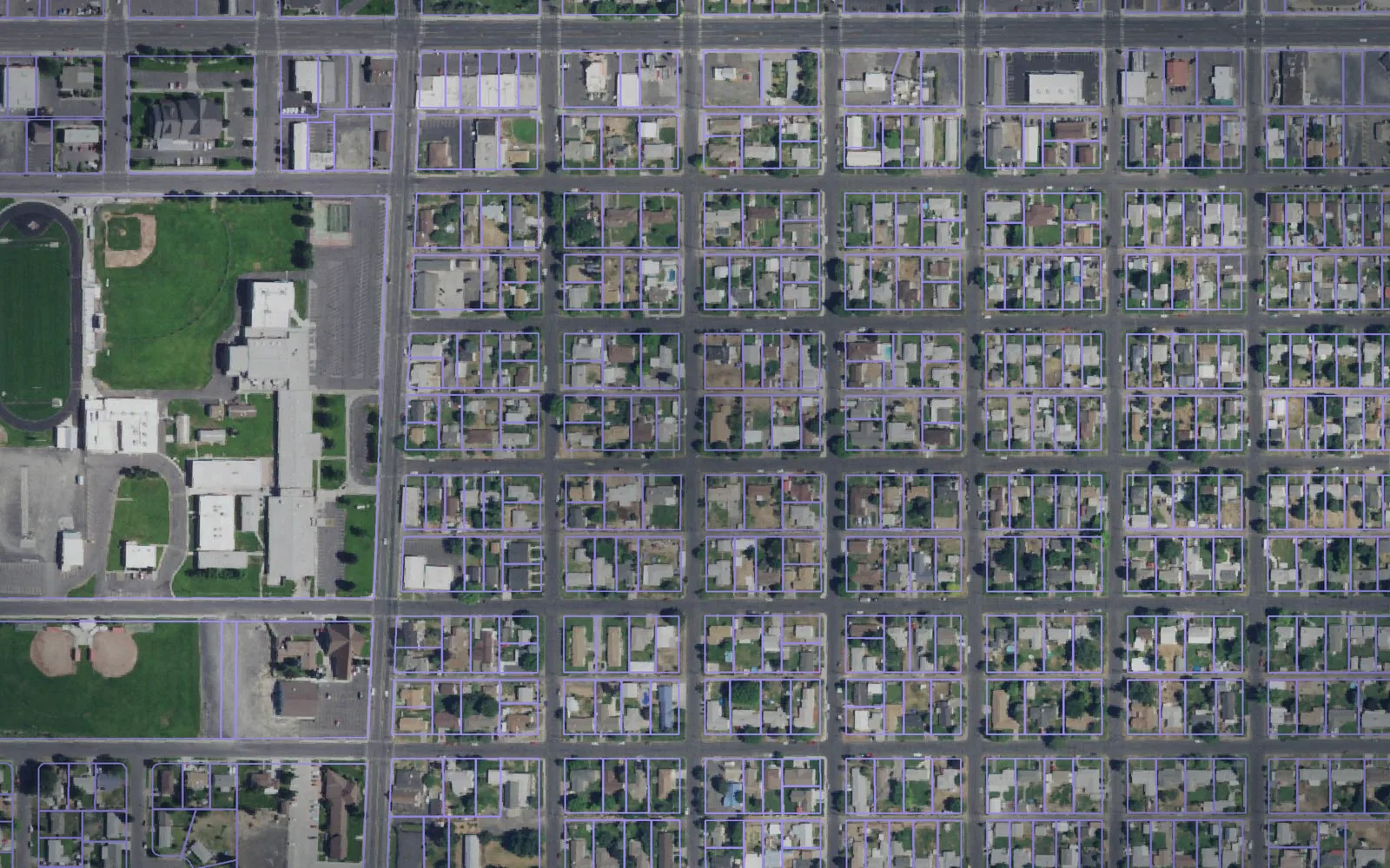 Parcel boundaries over aerial imagery of Adams County, Washington