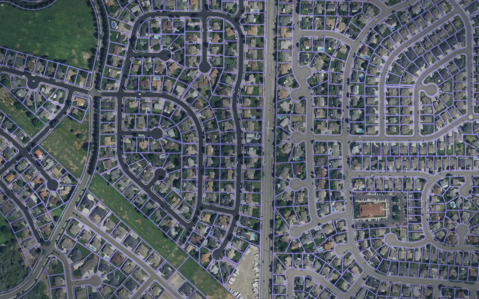 Parcel boundaries over aerial imagery of Benton County, Washington