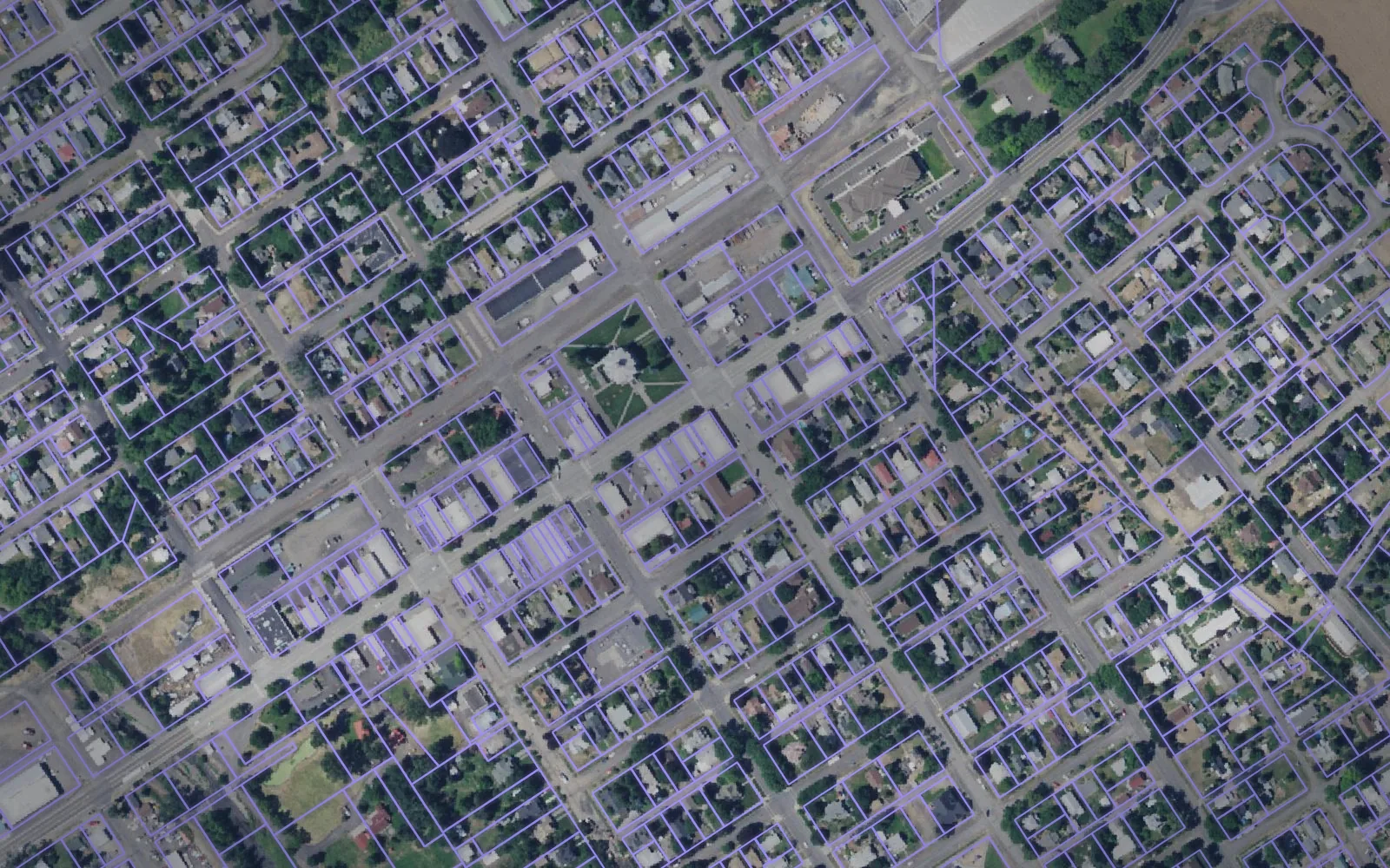 Parcel boundaries over aerial imagery of Columbia County, Washington
