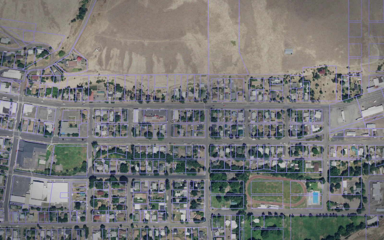 Parcel boundaries over aerial imagery of Garfield County, Washington