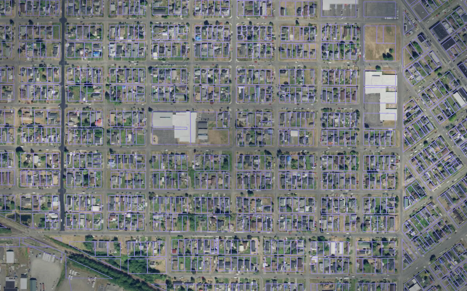 Parcel boundaries over aerial imagery of Grays Harbor County, Washington