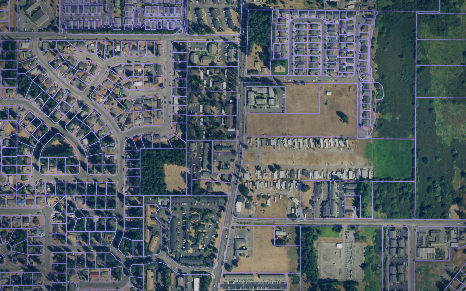 Parcel boundaries over aerial imagery of Island County, Washington