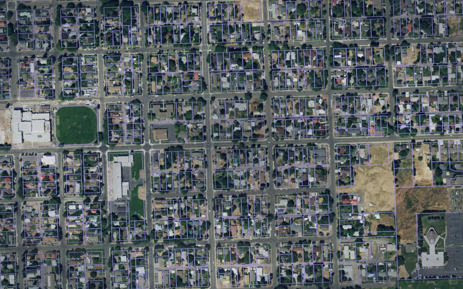 Parcel boundaries over aerial imagery of Kittitas County, Washington