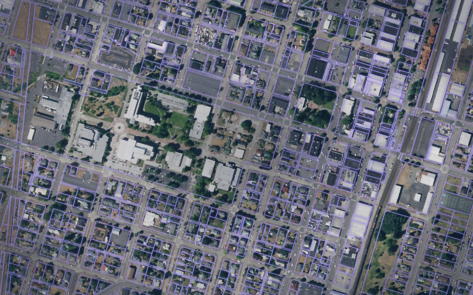 Parcel boundaries over aerial imagery of Lewis County, Washington