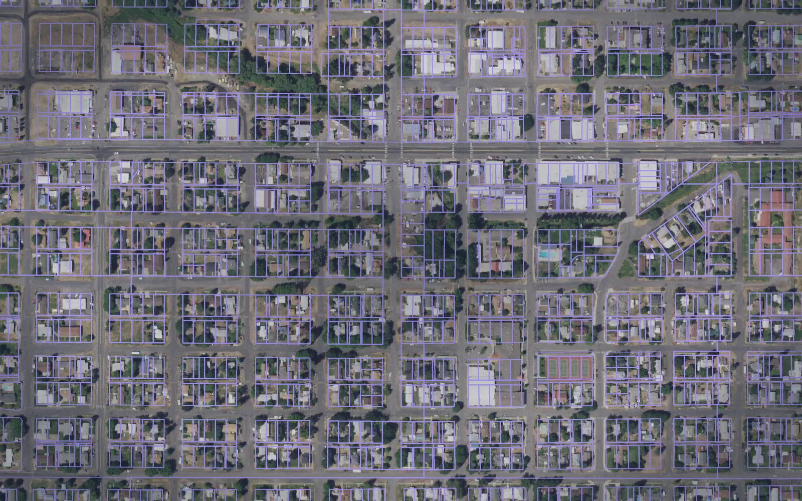 Parcel boundaries over aerial imagery of Lincoln County, Washington