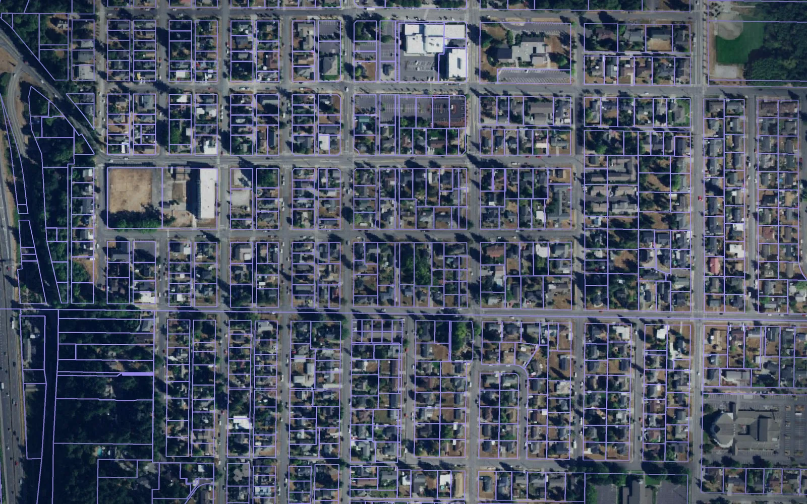 Parcel boundaries over aerial imagery of Skagit County, Washington