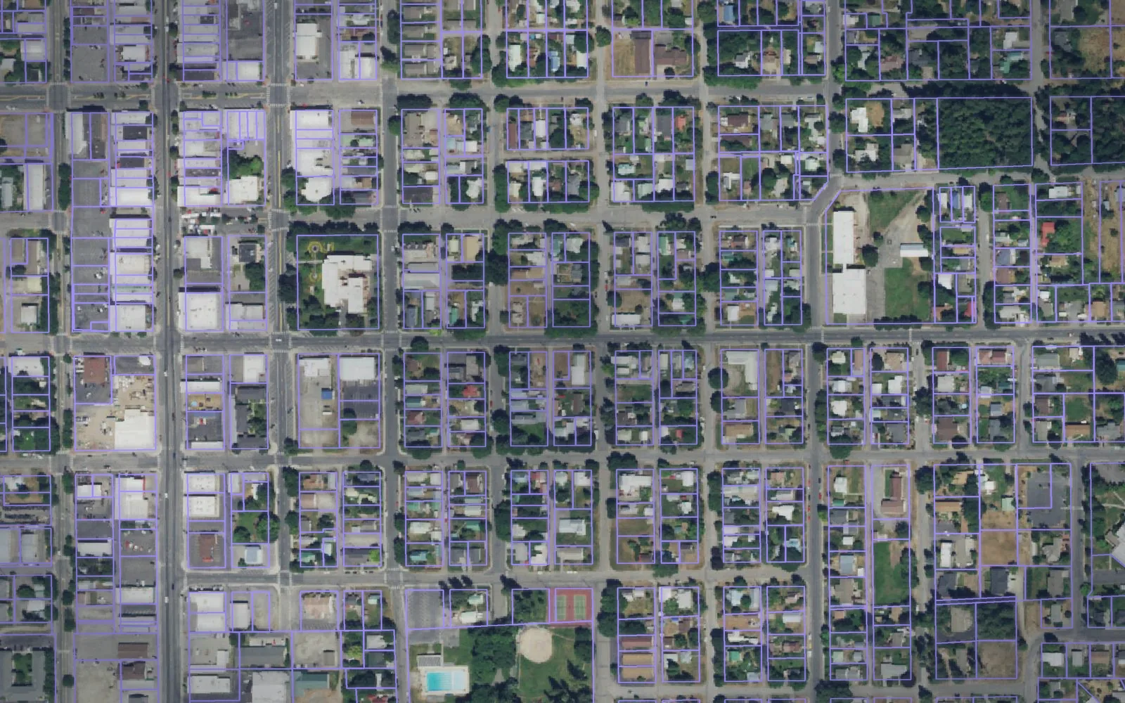 Parcel boundaries over aerial imagery of Stevens County, Washington