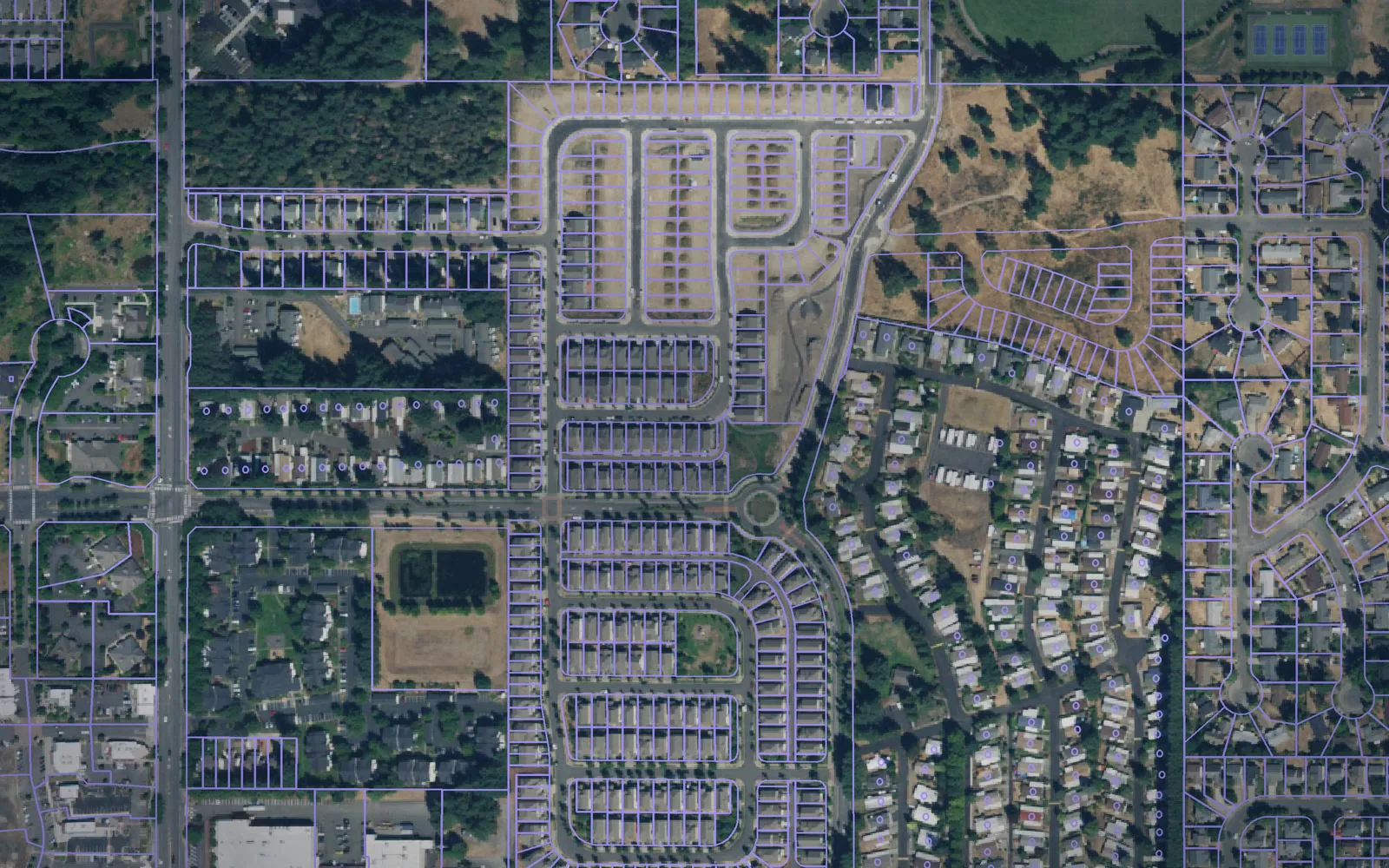 Parcel boundaries over aerial imagery of Thurston County, Washington