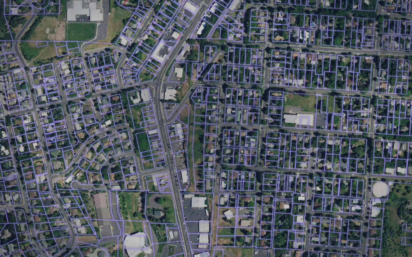 Parcel boundaries over aerial imagery of Whitman County, Washington
