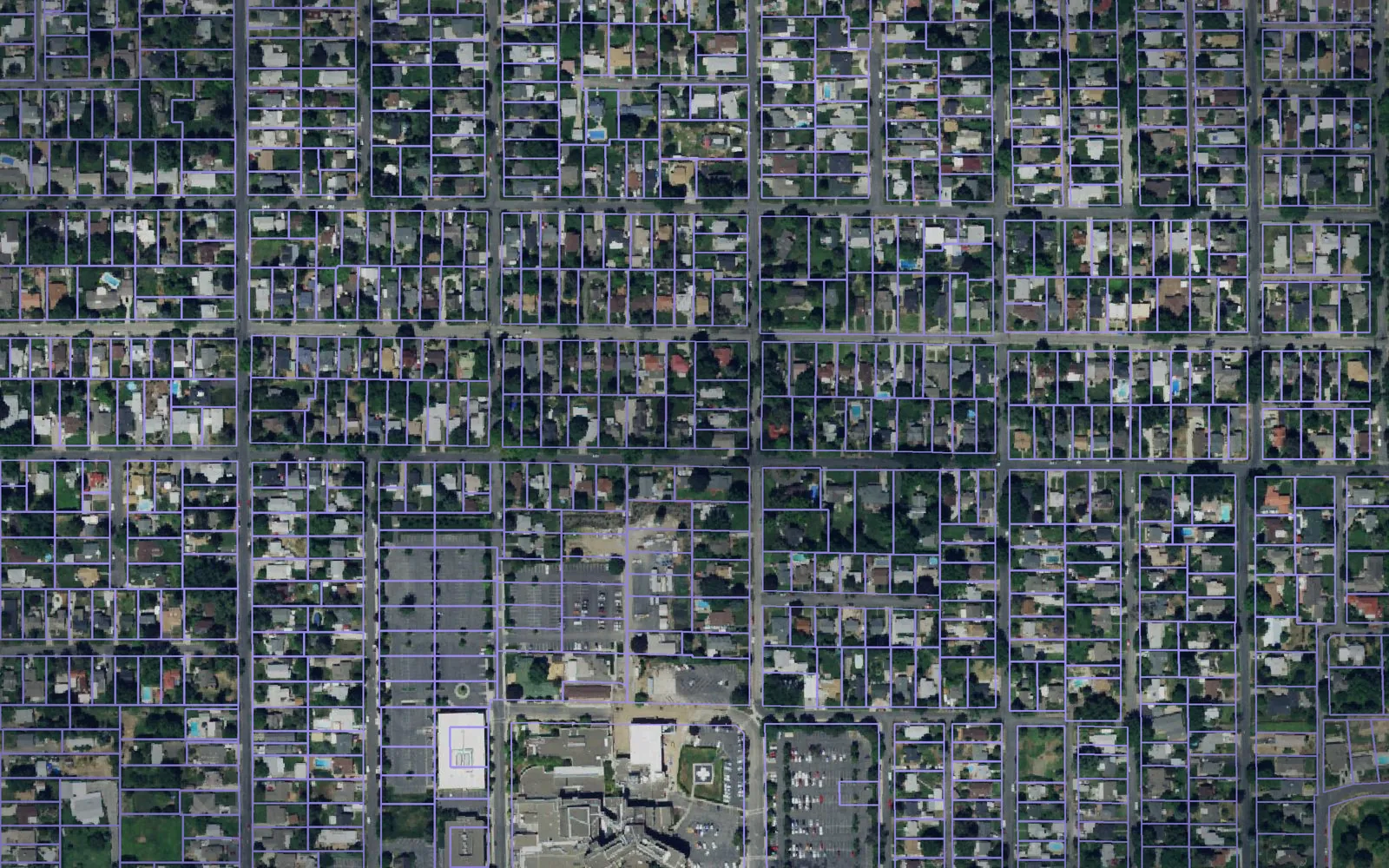 Parcel boundaries over aerial imagery of Yakima County, Washington