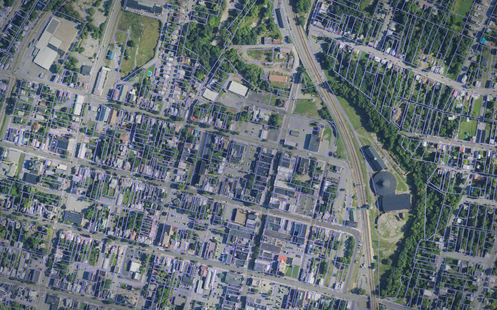 Parcel boundaries over aerial imagery of Berkeley County, West Virginia