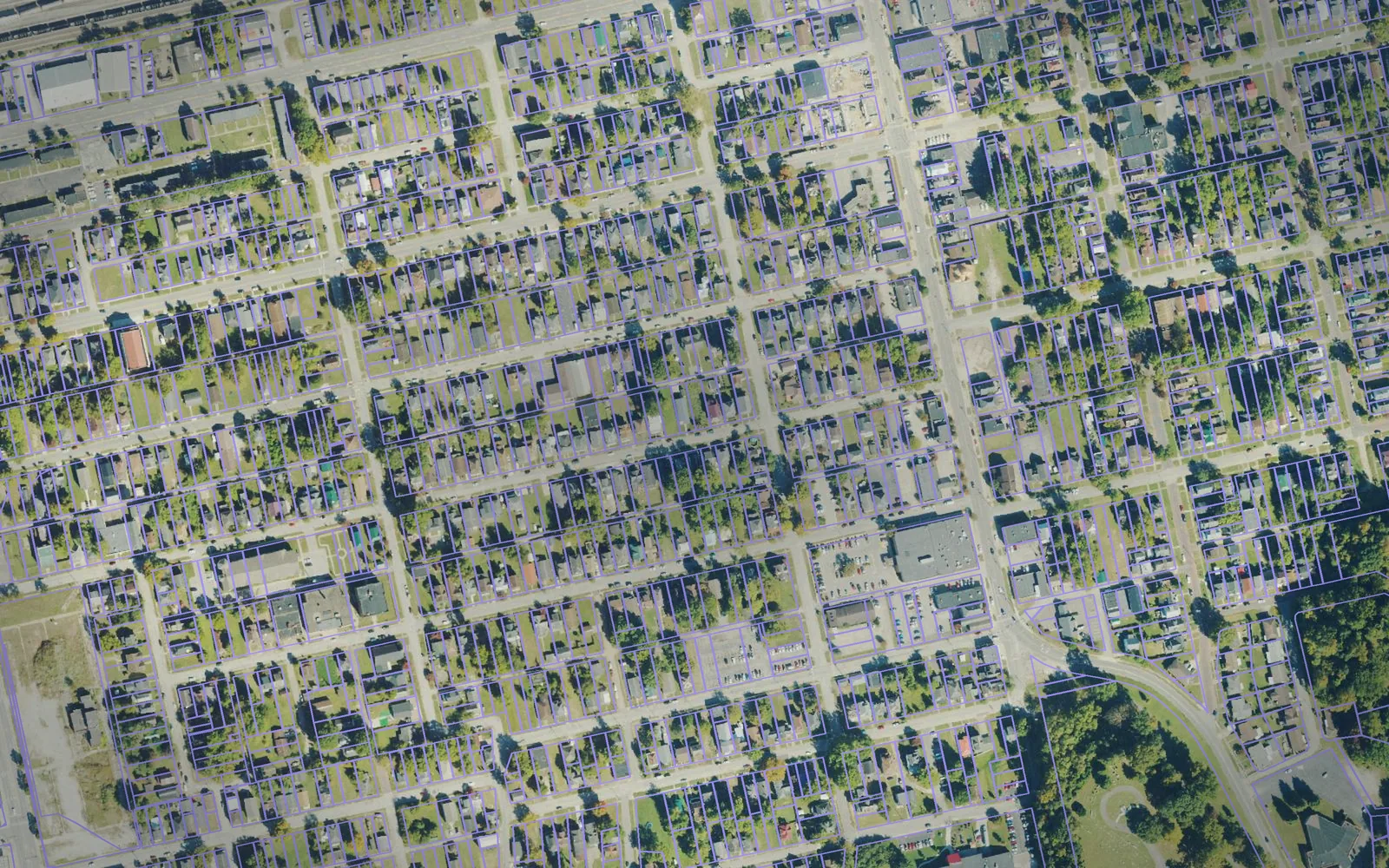 Parcel boundaries over aerial imagery of Cabell County, West Virginia