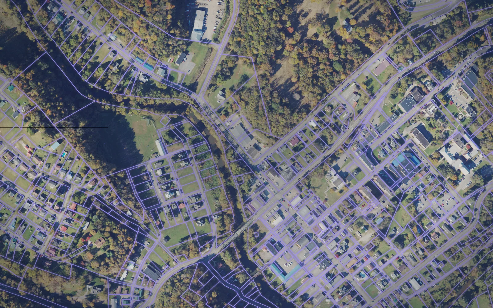 Parcel boundaries over aerial imagery of Gilmer County, West Virginia