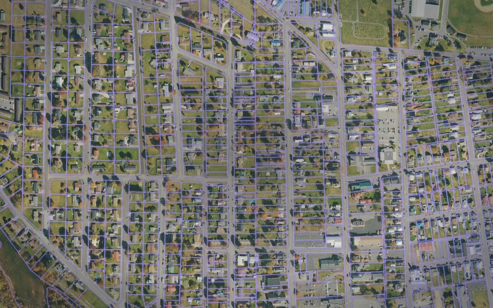 Parcel boundaries over aerial imagery of Grant County, West Virginia