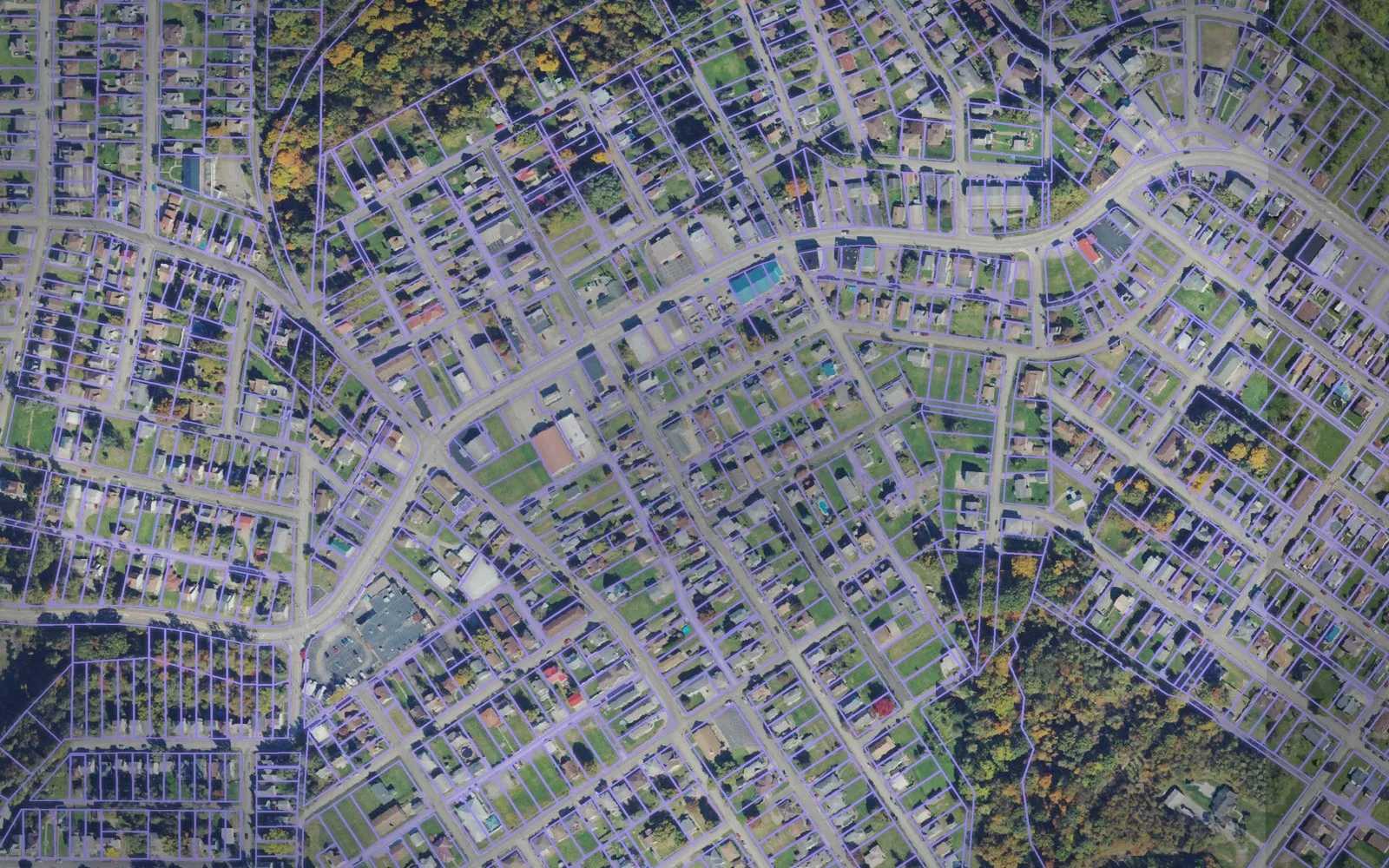 Parcel boundaries over aerial imagery of Hancock County, West Virginia