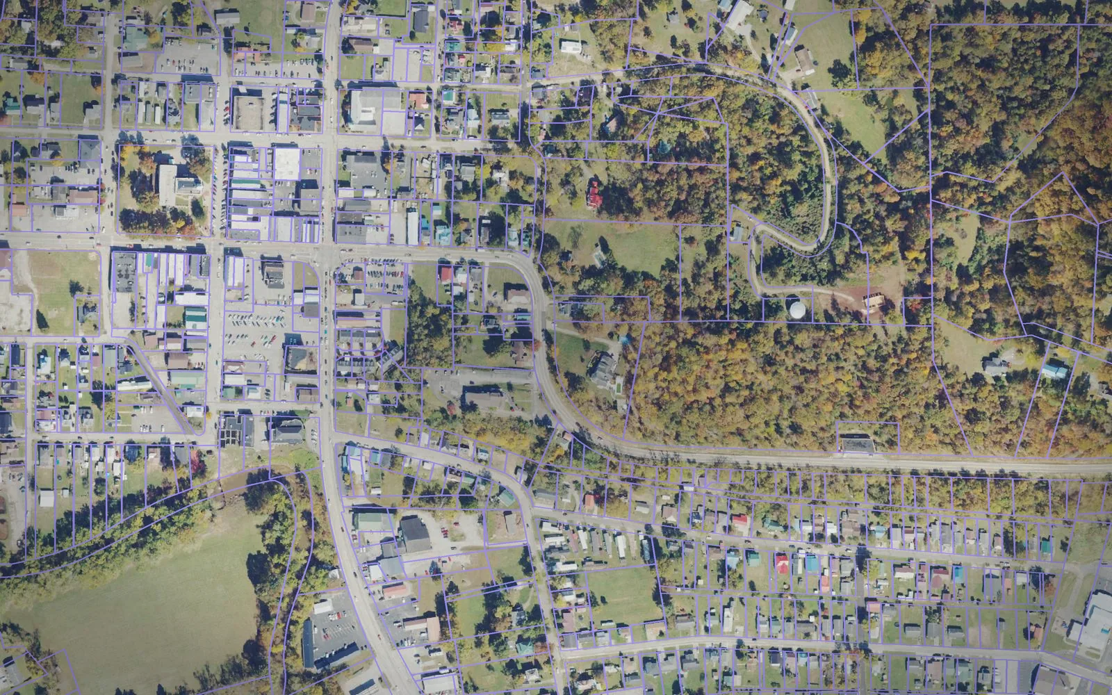 Parcel boundaries over aerial imagery of Jackson County, West Virginia