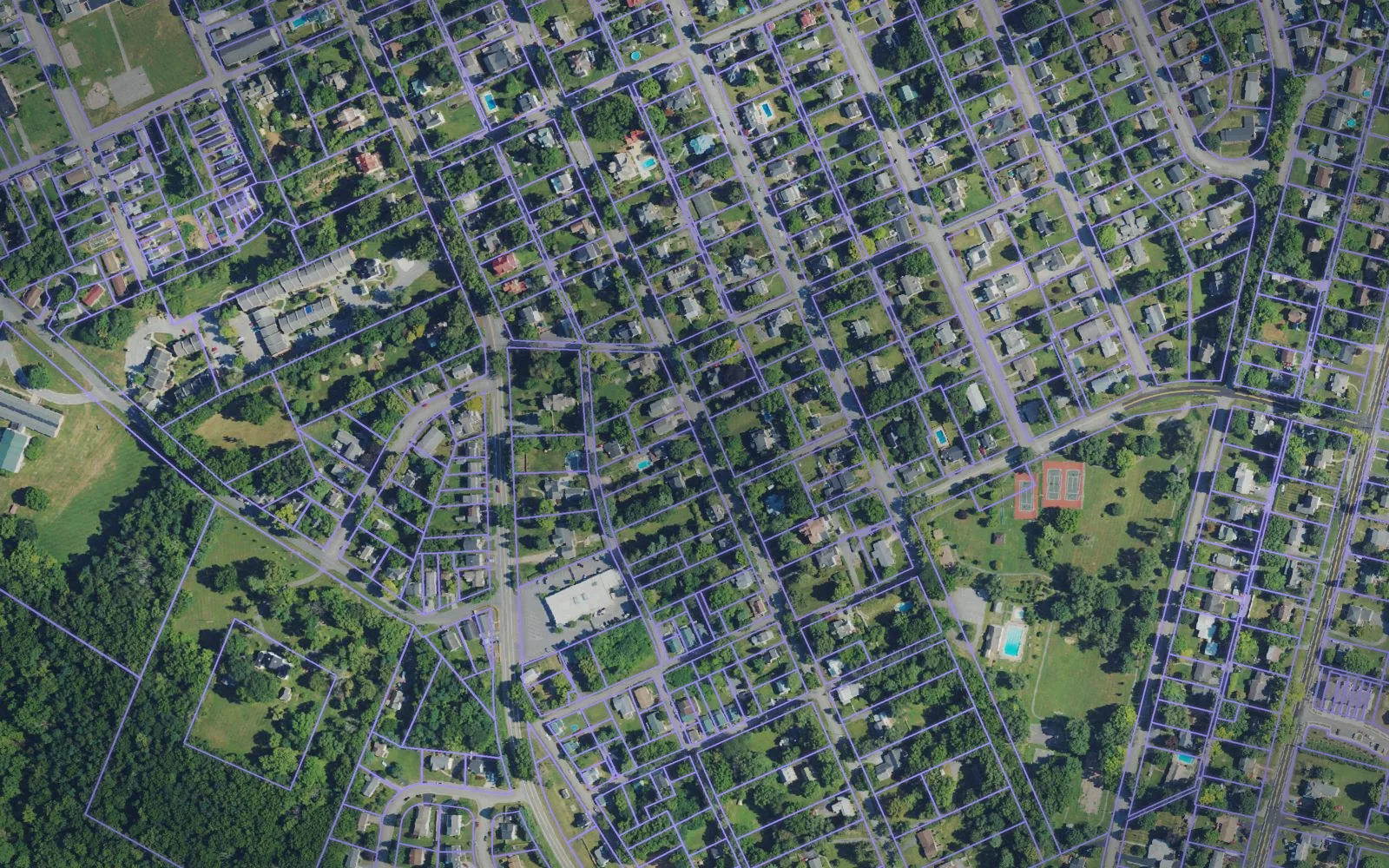 Parcel boundaries over aerial imagery of Jefferson County, West Virginia