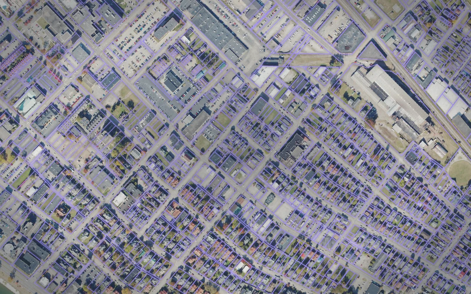 Parcel boundaries over aerial imagery of Kanawha County, West Virginia
