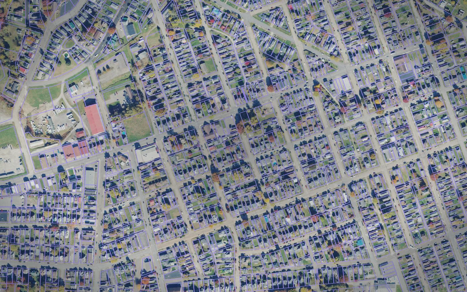 Parcel boundaries over aerial imagery of Marshall County, West Virginia