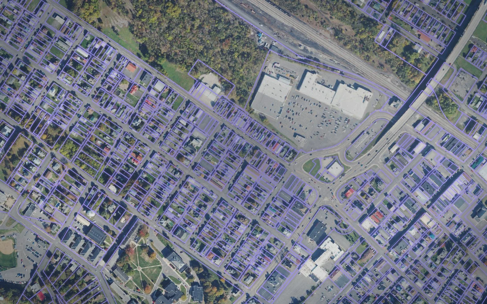 Parcel boundaries over aerial imagery of Mineral County, West Virginia