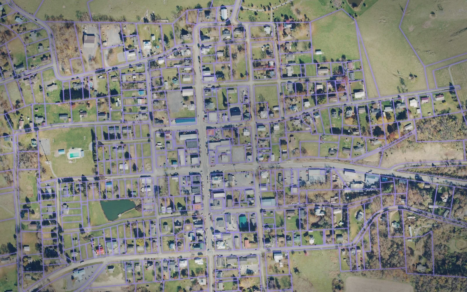 Parcel boundaries over aerial imagery of Monroe County, West Virginia