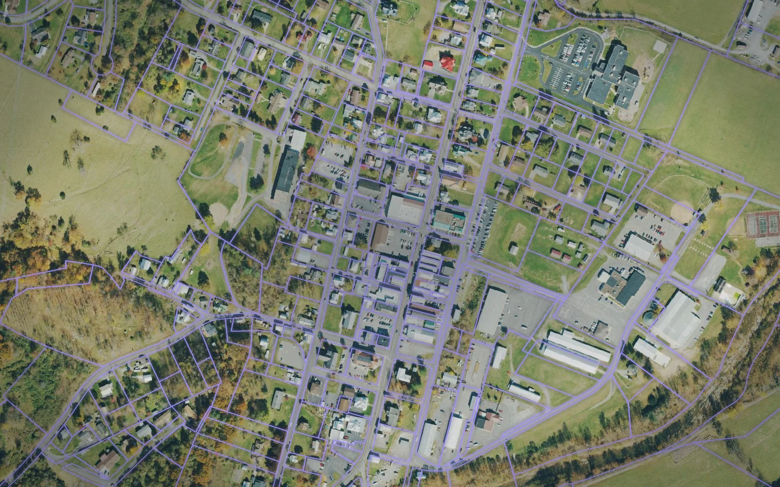 Parcel boundaries over aerial imagery of Pendleton County, West Virginia