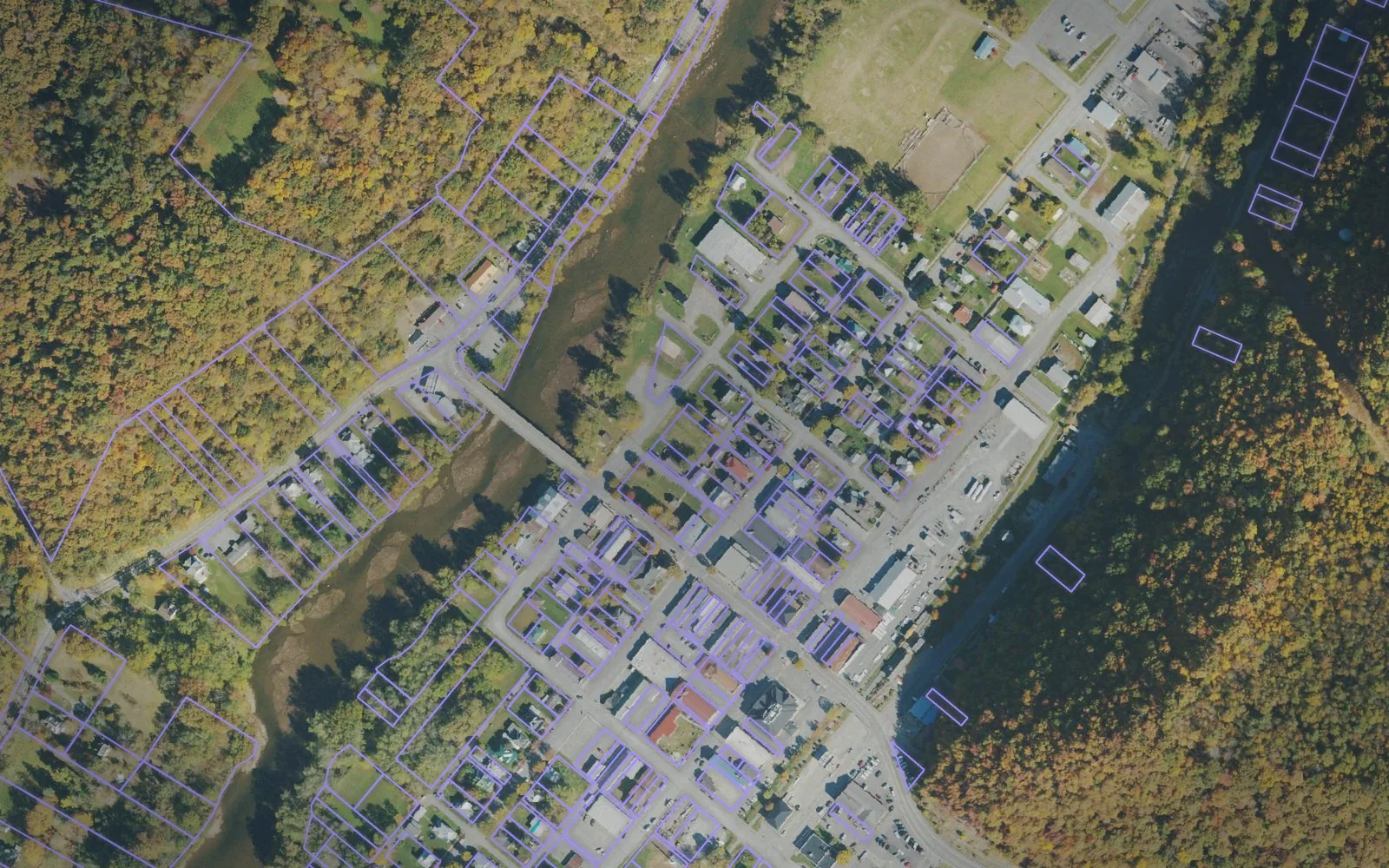 Parcel boundaries over aerial imagery of Pocahontas County, West Virginia