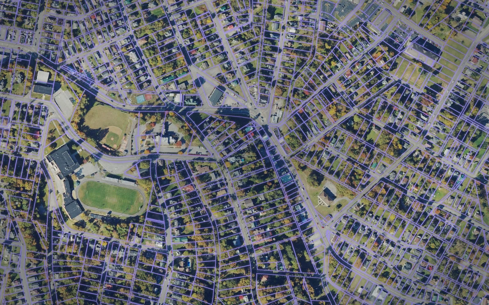 Parcel boundaries over aerial imagery of Raleigh County, West Virginia