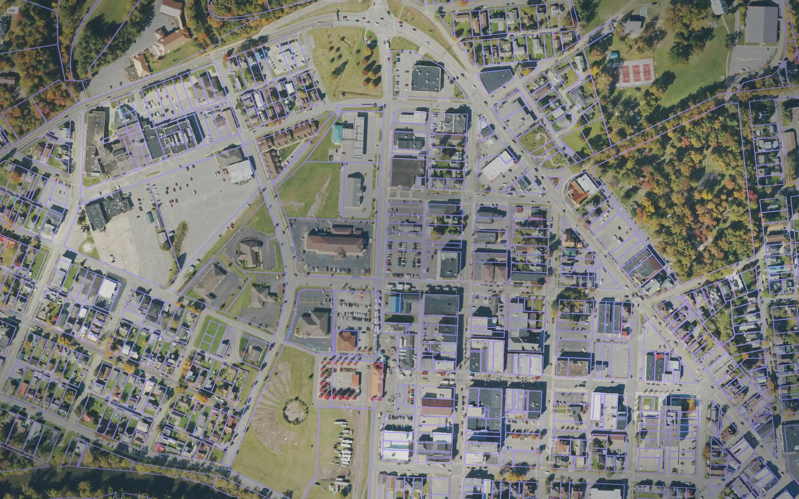 Parcel boundaries over aerial imagery of Randolph County, West Virginia