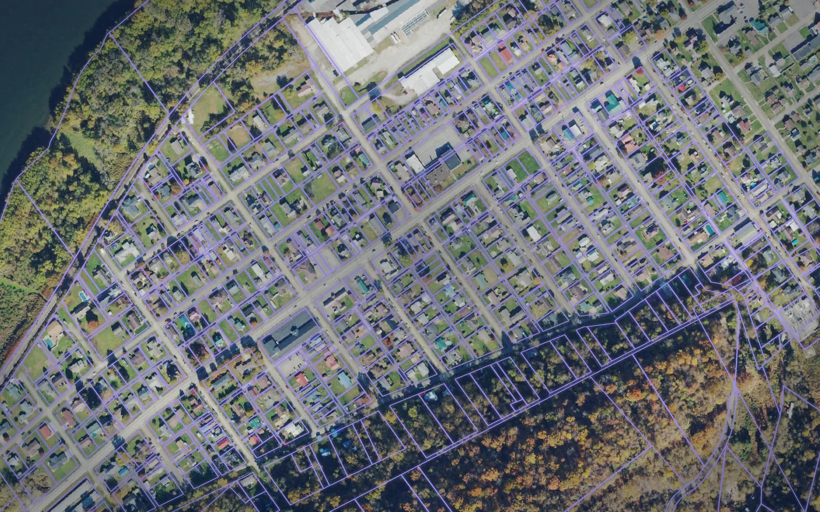 Parcel boundaries over aerial imagery of Tyler County, West Virginia
