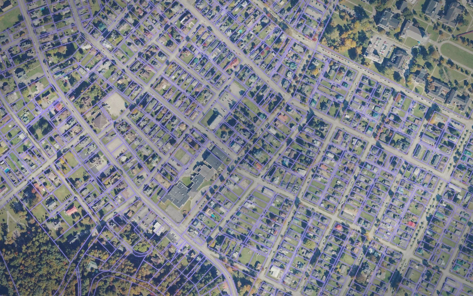 Parcel boundaries over aerial imagery of Upshur County, West Virginia