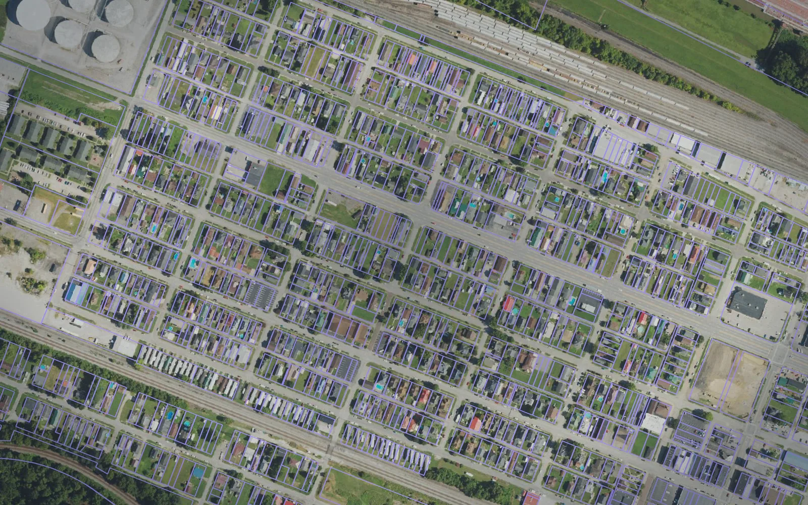 Parcel boundaries over aerial imagery of Wayne County, West Virginia