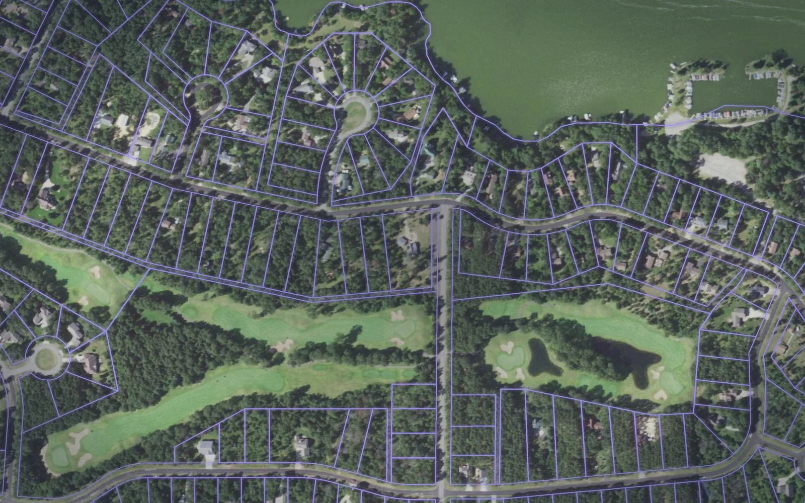 Parcel boundaries over aerial imagery of Adams County, Wisconsin
