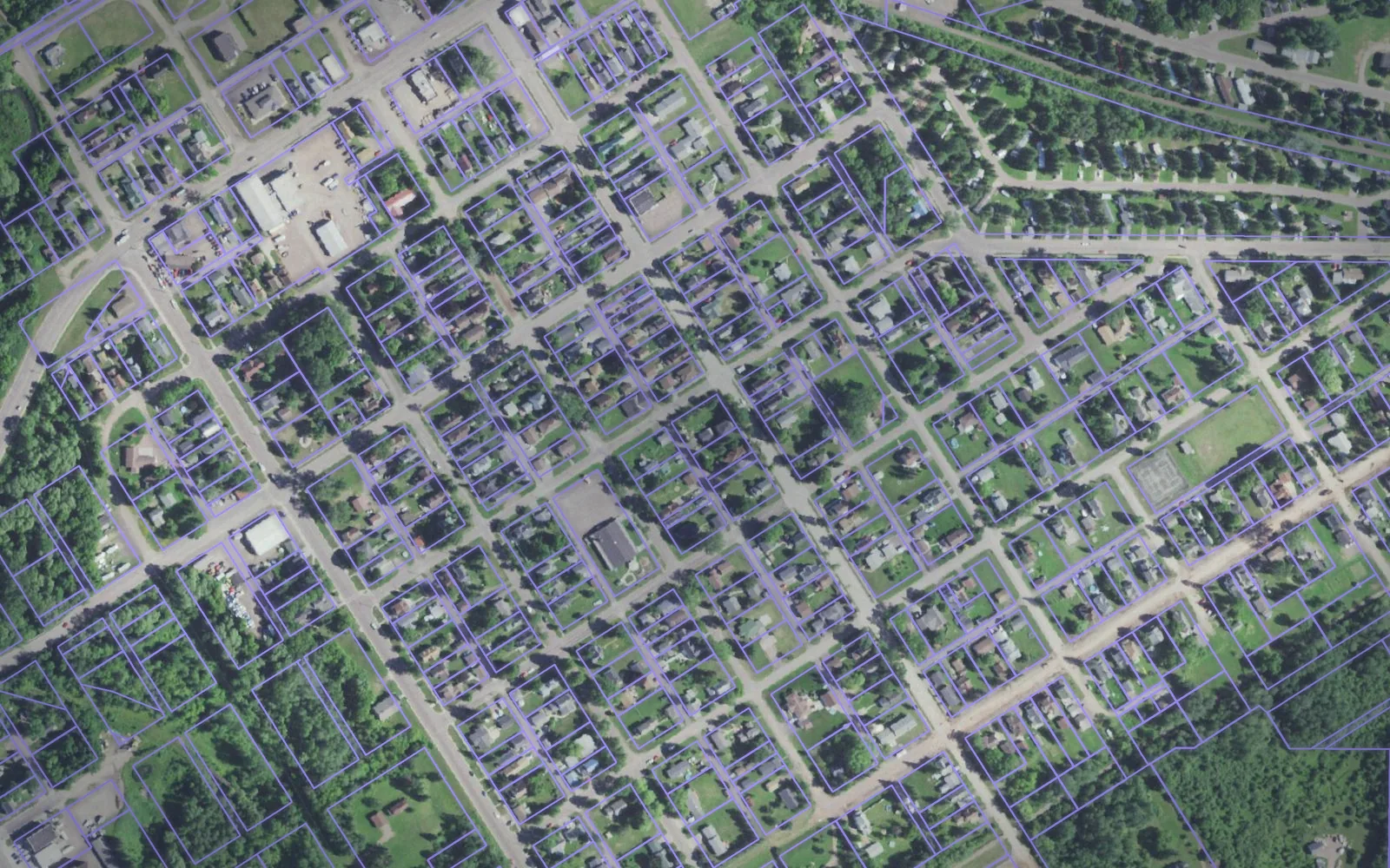 Parcel boundaries over aerial imagery of Ashland County, Wisconsin