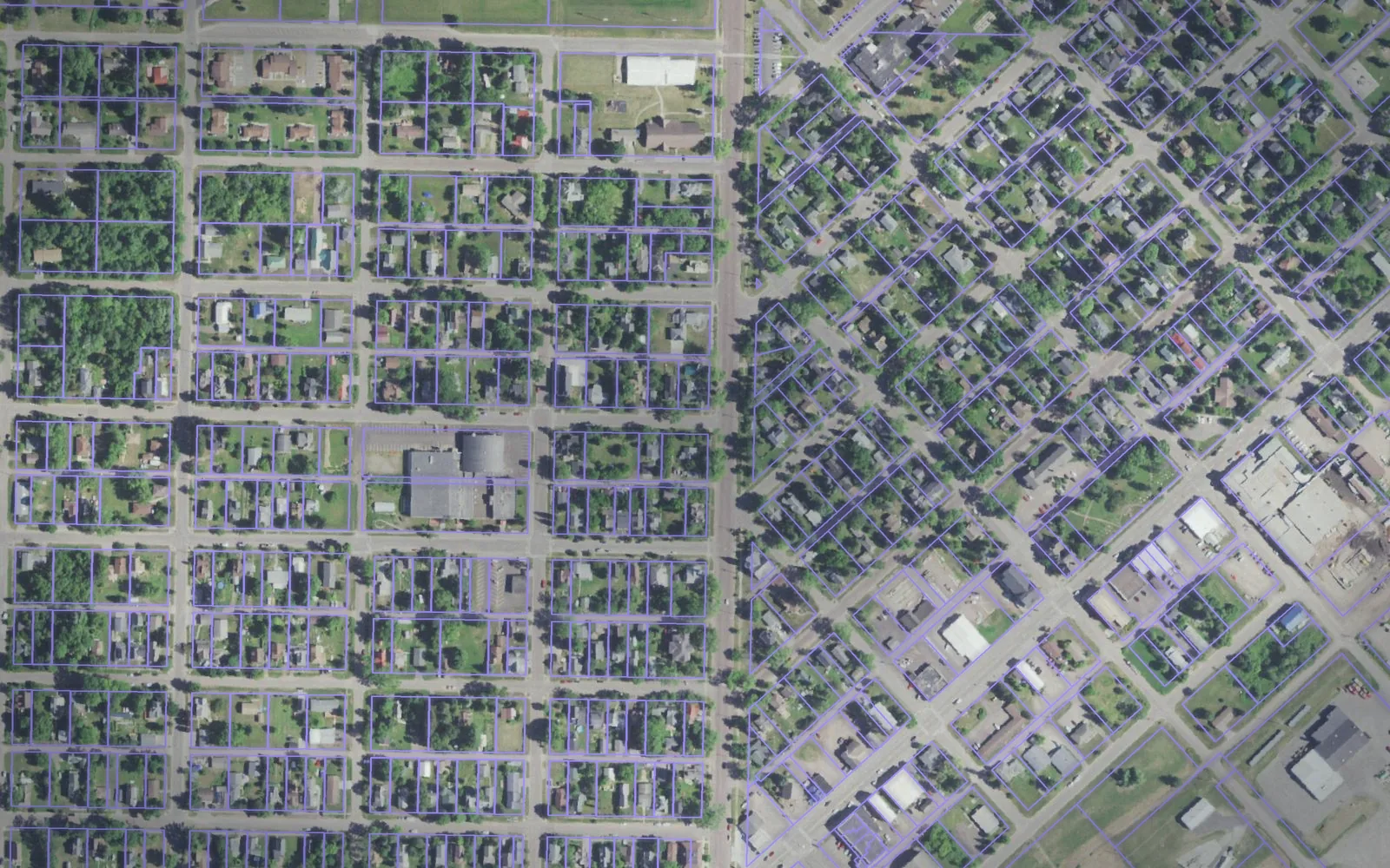 Parcel boundaries over aerial imagery of Bayfield County, Wisconsin