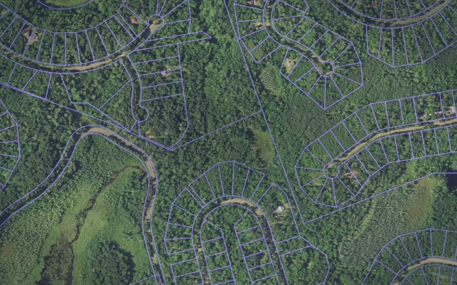 Parcel boundaries over aerial imagery of Burnett County, Wisconsin