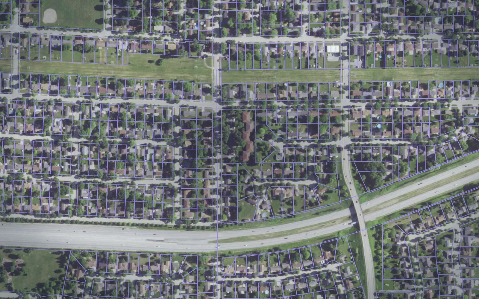 Parcel boundaries over aerial imagery of Calumet County, Wisconsin