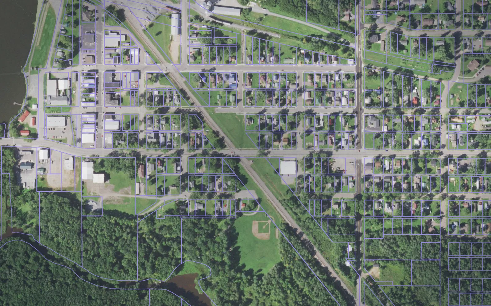 Parcel boundaries over aerial imagery of Clark County, Wisconsin