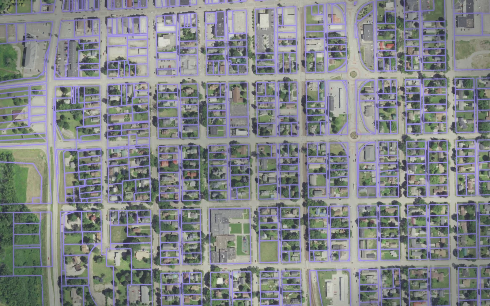 Parcel boundaries over aerial imagery of Crawford County, Wisconsin