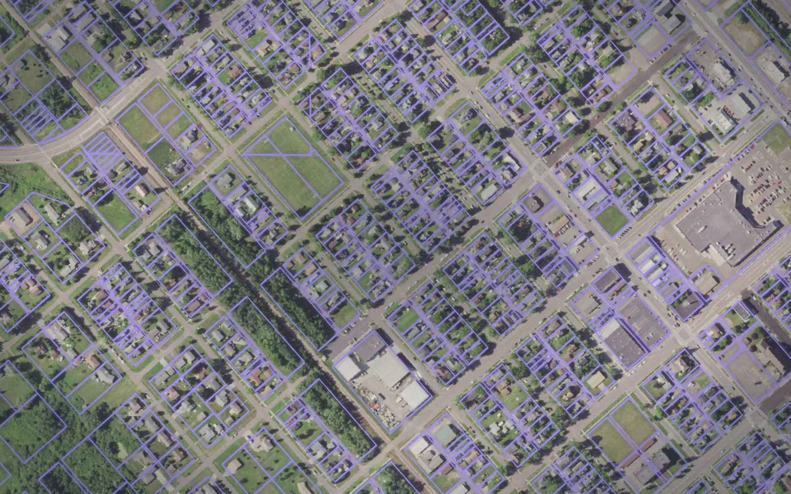 Parcel boundaries over aerial imagery of Douglas County, Wisconsin