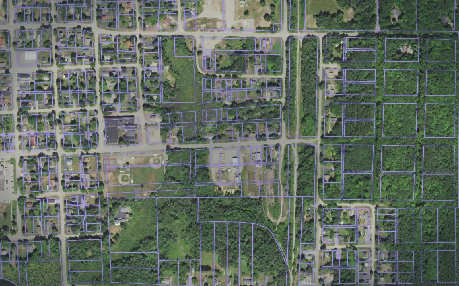 Parcel boundaries over aerial imagery of Forest County, Wisconsin