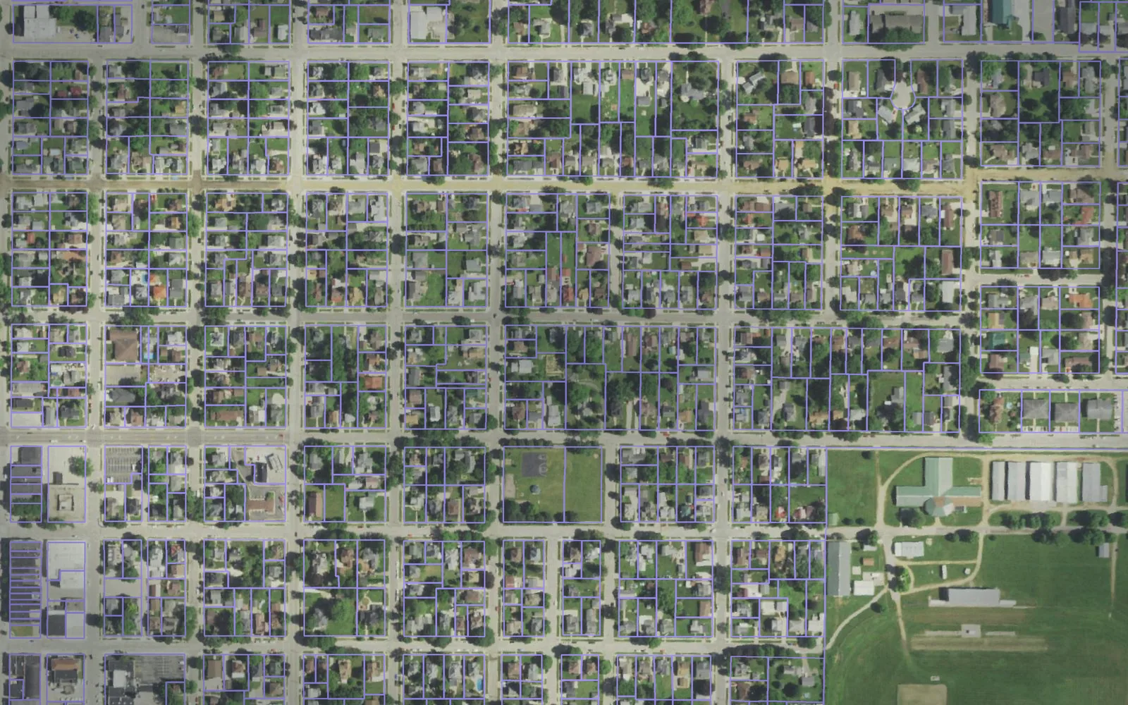 Parcel boundaries over aerial imagery of Green County, Wisconsin