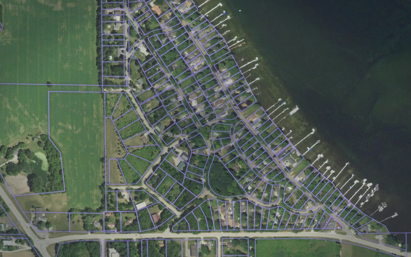 Parcel boundaries over aerial imagery of Green Lake County, Wisconsin