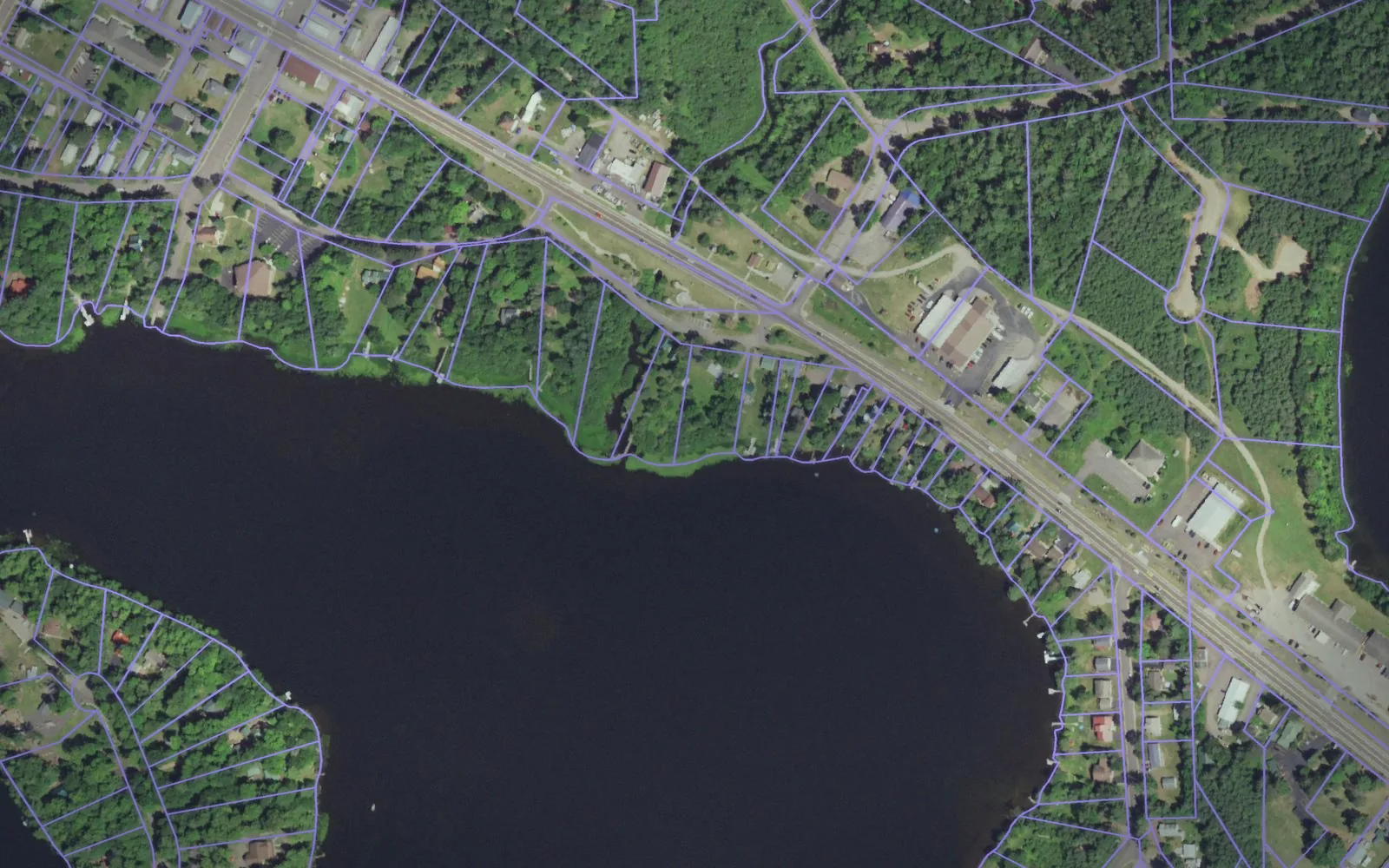 Parcel boundaries over aerial imagery of Iron County, Wisconsin