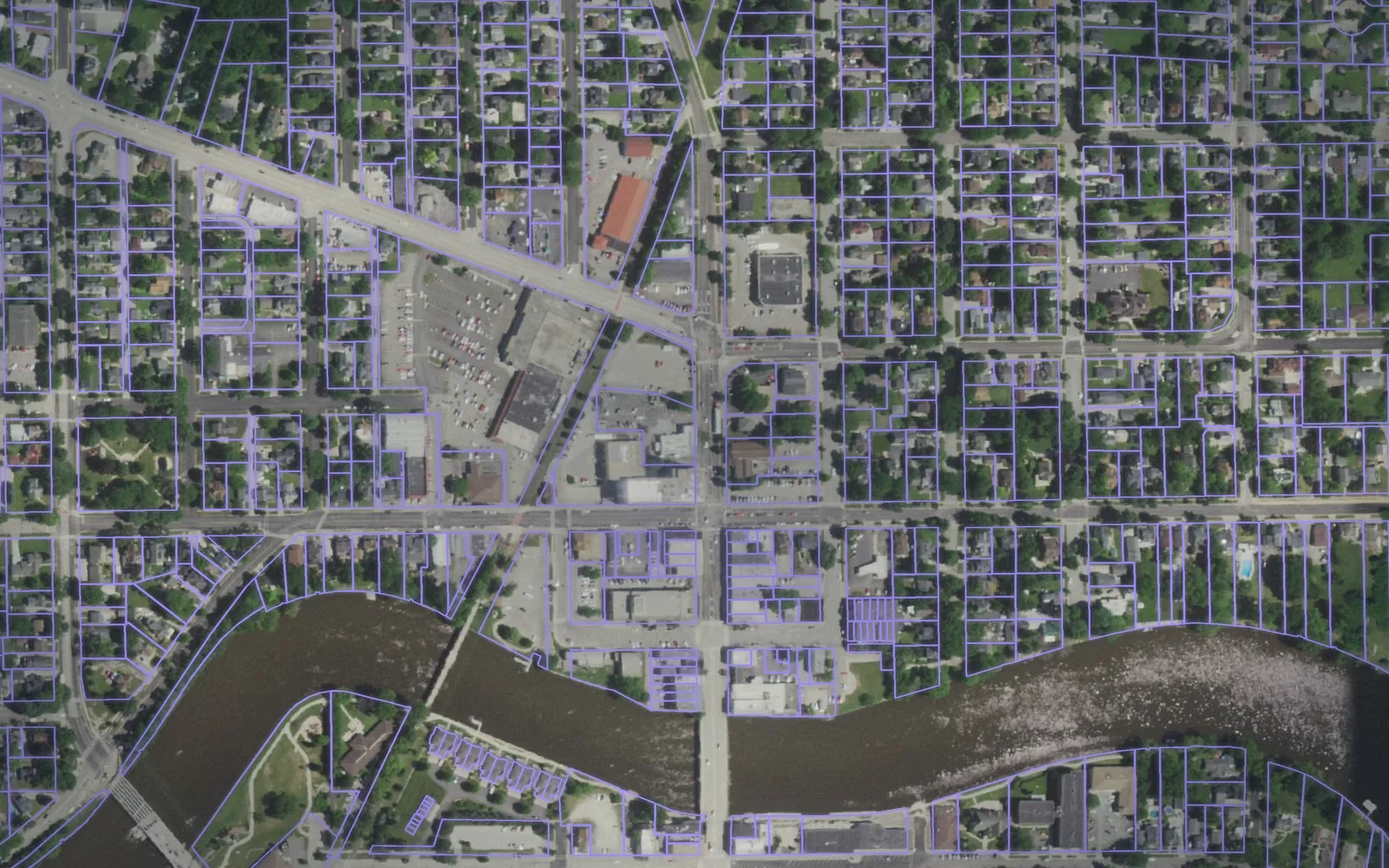 Parcel boundaries over aerial imagery of Jefferson County, Wisconsin