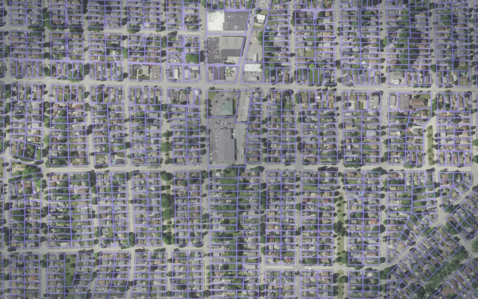 Parcel boundaries over aerial imagery of Kenosha County, Wisconsin