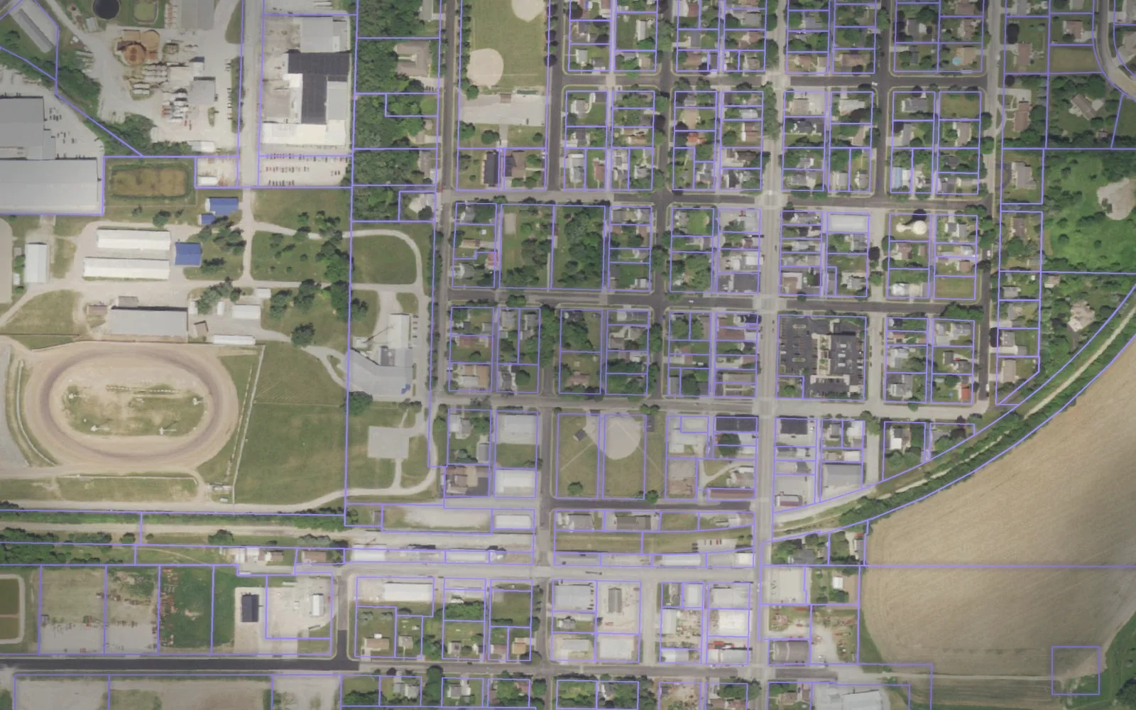 Parcel boundaries over aerial imagery of Kewaunee County, Wisconsin
