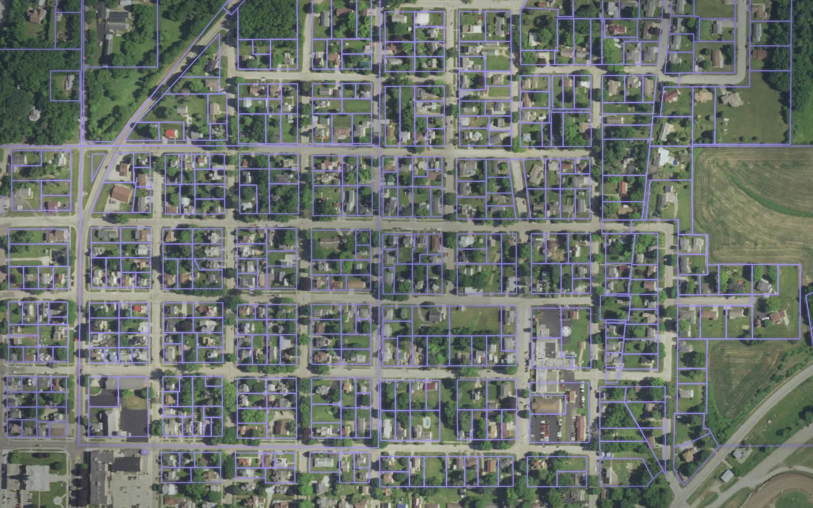 Parcel boundaries over aerial imagery of Lafayette County, Wisconsin