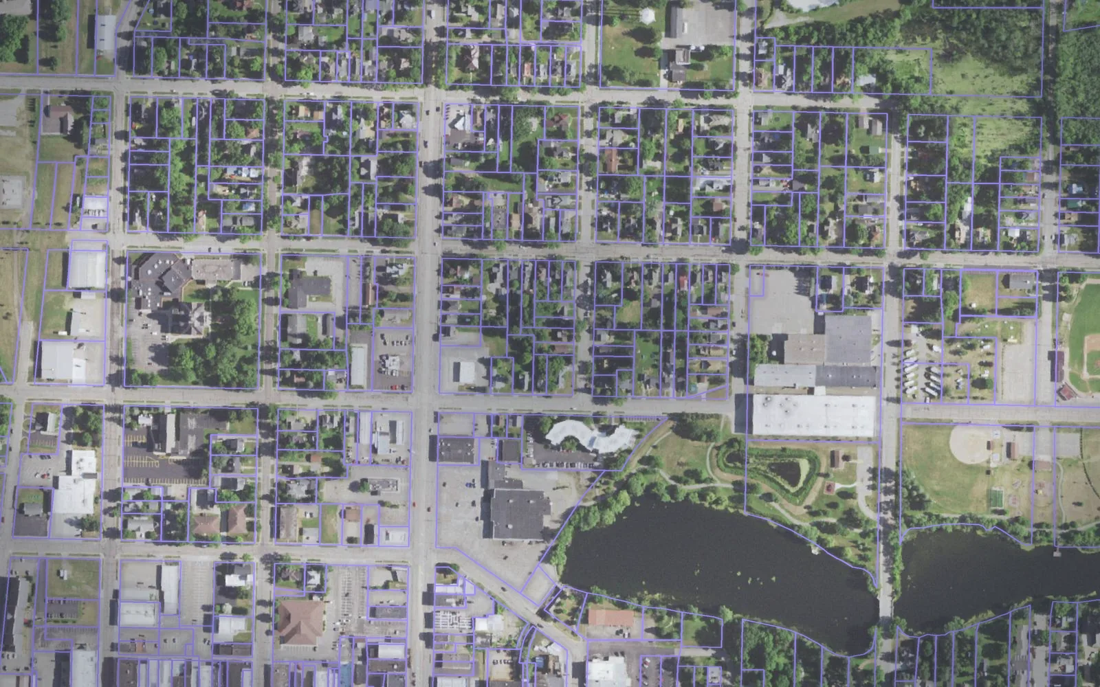 Parcel boundaries over aerial imagery of Langlade County, Wisconsin