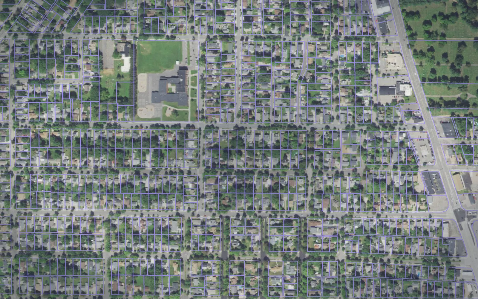 Parcel boundaries over aerial imagery of Marathon County, Wisconsin